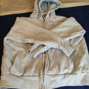 Gray super warm zip-up hoodie